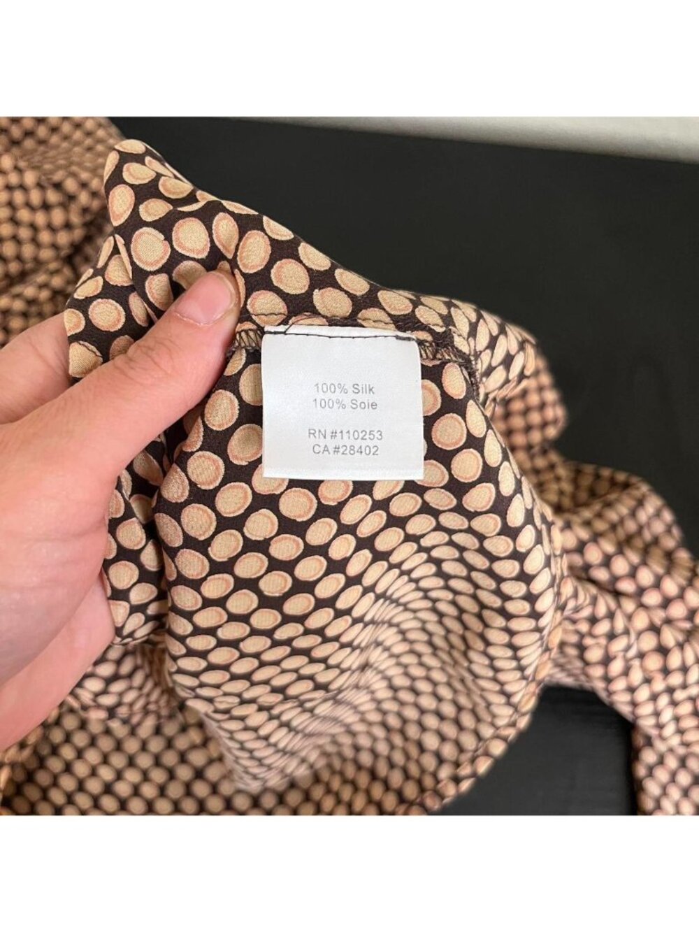 90s brown polka dot silk quirky boho whimsical button up shirt - Picture 8 of 8